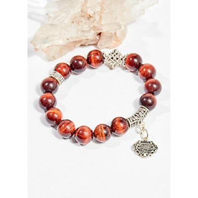 Vòng tay phong thủy đá mắt hổ nâu đỏ charm túi như ý 10mm mệnh hỏa , thổ - Ngọc Quý Gemstones