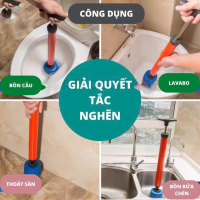 Dụng cụ thông tắc bồn cầu, cống bằng khi nén áp lực siêu mạnh
