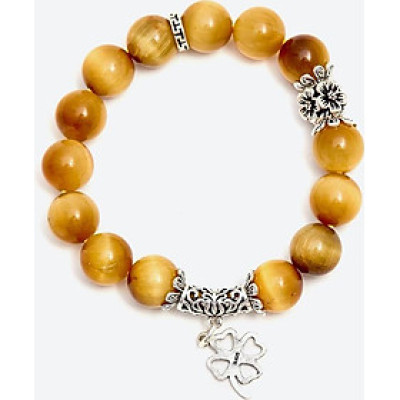 Vòng tay thạch anh mắt hổ vàng phối cỏ 4 lá Ngọc Quý Gemstones