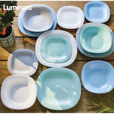 Set 04 đĩa thủy tinh đựng thực phẩm Carine Luminarc Light Blue (P4250*2 + P4126*2), dùng vi sóng