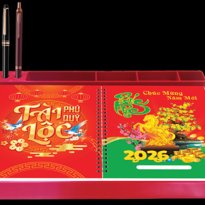Lịch Tết 2026 - Lịch Bàn Đế Nhựa Lò Xo Giữa (17 x 28)