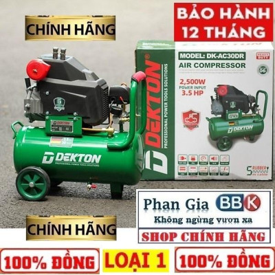 Máy Nén Khí Dekton DK-AC30DR 3.5HP/2500W/ Có Dầu / Bình 30L - Lưu Lượng 170L/Phút- Lên hơi nhanh.