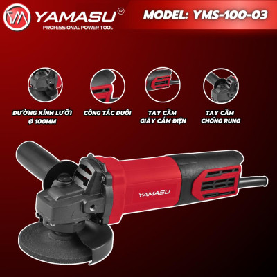 MÁY MÀI GÓC TAY NGẮN 750W 100MM YMS 100-03 YAMASU - HÀNG CHÍNH HÃNG