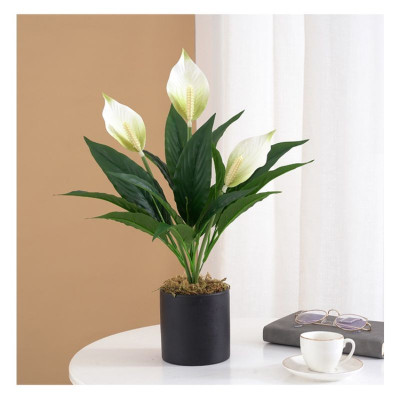 Cụm lan ý giả - dài 45cm - 1 cụm 3 bông - Cây giả, hoa lụa decor trang trí nhà cửa