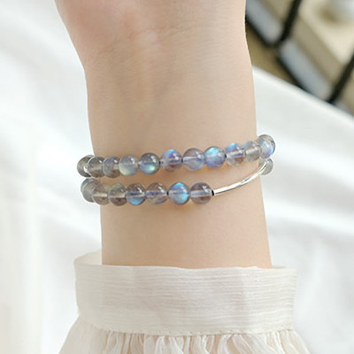 Vòng 2 line đá xà cừ ánh xanh phối charm khóa mệnh thủy, kim - Ngọc Quý Gemstones