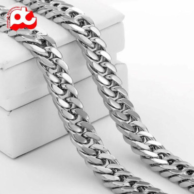 Dây chuyền nam titan cao cấp rẻ titan thép không gỉ kiểu lặc đôi trangsucpt kích cỡ 10mm PTDCNA188