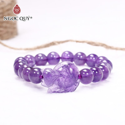 Vòng thạch anh tím phối hồ ly 8mm mệnh hỏa. thổ - Ngọc Quý Gemstones