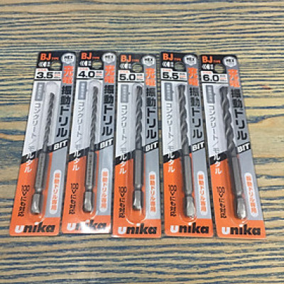 Combo 5 mũi khoan bê tông đuôi lục giác Unika (BJ3.5-BJ6.0)