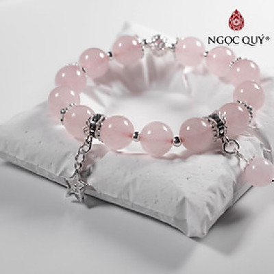 Vòng tay đá thạch anh hồng mix charm bạc hạt 10mm mệnh hỏa, thổ - Ngọc Quý Gemstones
