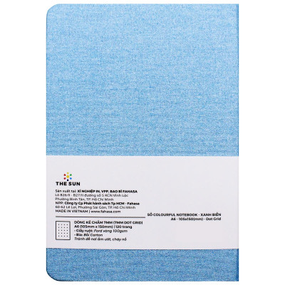 Sổ Colourful Notebook A6 - Dòng Kẻ Chấm - 120 Trang 100gsm - The Sun - Màu Xanh Biển