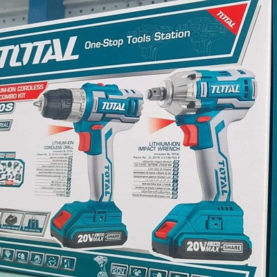 BỘ COMBO MÁY SIẾT BULOONG VÀ MÁY KHOAN DÙNG PIN 20V (2PIN 2AH, 1 SẠC) TOTAL TCKLI2007 - HÀNG CHÍNH HÃNG