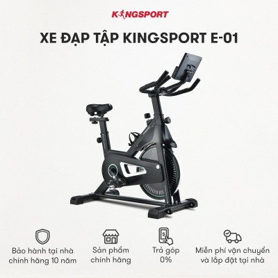 Xe đạp tập KINGSPORT Active E-01 thiết kế năng động, bánh đà 6kg, kháng lực từ tính êm ái, tích hợp đồng hồ đo lường chỉ số, cân nặng phù hợp từ 80-85kg
