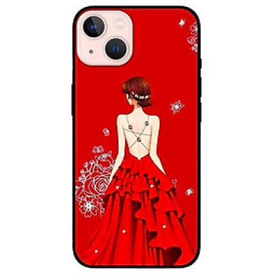 Ốp lưng dành cho Iphone 13 Mini - Iphone 13 - Iphone 13 Pro -  Iphone 13 Pro Max - Cô Gái Hai Dây Đầm Đỏ