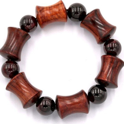 Vòng tay chuỗi hạt gỗ hồng hình ống tre HMS5