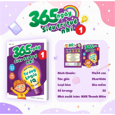 Sách - 365 Ngày Siêu Trí Tuệ Nhí - Phát Triển Tư Duy Logic IQ Cho Trẻ Em 1 - Megabook