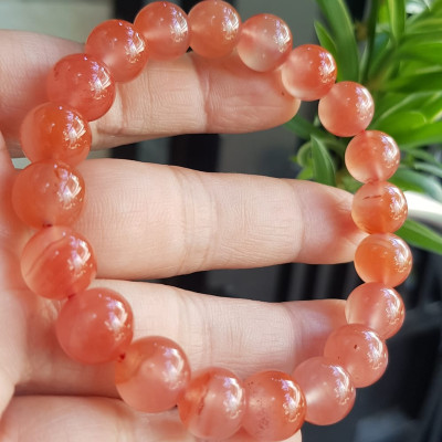 Vòng đeo tay nữ chuỗi mới đá mã não hồng cam bóng mượt đẹp size vòng hạt 10mm nam nữ mệnh hỏa mệnh thổ đeo ạ