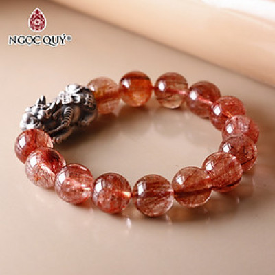 Vòng thạch anh tóc đỏ 12mm tỳ hưu nạc tài lộc mệnh hỏa, thổ - Ngọc Quý Gemstones