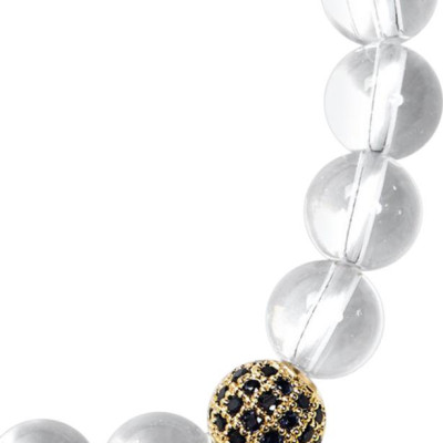 Vòng Đá Thạch Anh Trắng Phối Charm Xi Vàng Đính Đá Ngọc Quý Gemstones VT51