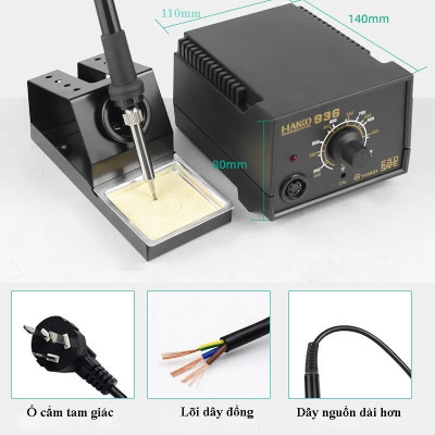Trạm Hàn Hako 936 60W Mỏ Hàn Thiếc – Điều Chỉnh Nhiệt 200–480°C, Lên Nhiệt Nhanh, Bền Bỉ