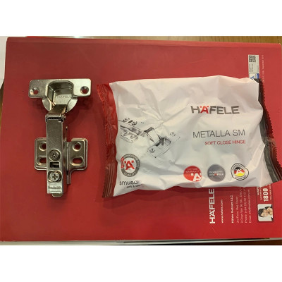Bản lề giảm chấn Hafele Metalla SM 110° DIY, thép, lắp trùm ngoài, thẳng - 493.03.020
