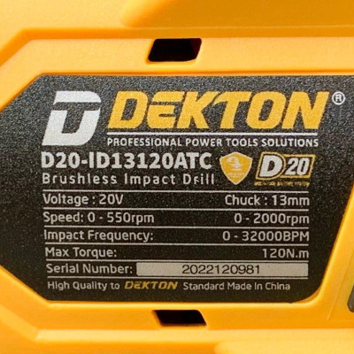 MÁY KHOAN PIN 20V DEKTON D20-ID13120ATC (KHÔNG GỒM PIN SẠC) - HÀNG CHÍNH HÃNG
