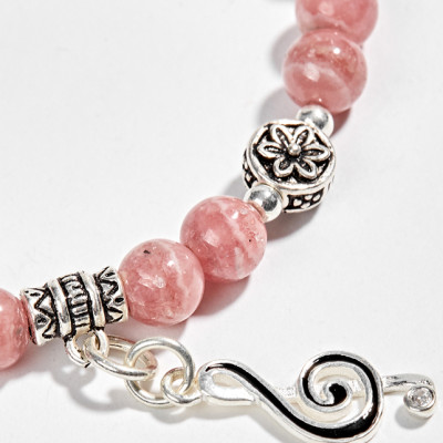 Vòng Thạch Anh Dâu Phối Garnet & Charm Dream Catcher Bạc (6mm) Ngọc Quý Gemstones