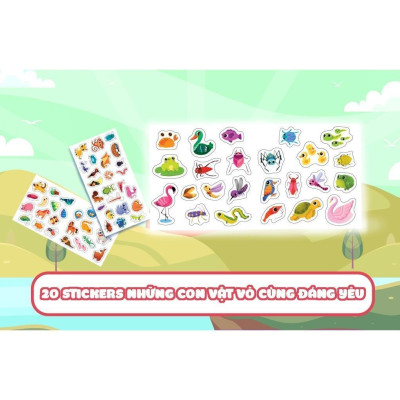 Sách - Cuộc Phiêu Lưu Của Mèo Tí Hon Trong Hồ Nước - 20 Stickers Con Vật - Megabook