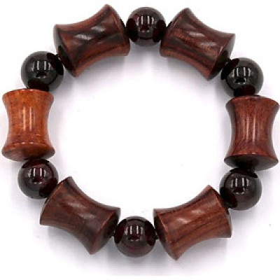 Vòng tay chuỗi hạt gỗ hồng hình ống tre HMS5