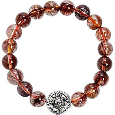 Vòng Thạch Anh Tóc Nâu Đỏ Phối Charm Bạc Ngọc Quý Gemstones VT4