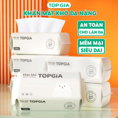 Khăn mặt khô dùng 1 lần Top Gia, đa năng mềm mịn siêu dai an toàn cho làn da, không xơ bông