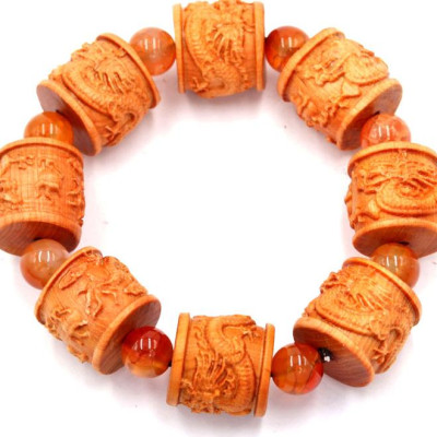 Vòng tay chuỗi trụ rồng gỗ hoàng đàn TRVTM1