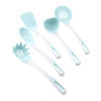 Bộ dụng cụ 5 món silicon SUNRISE (xẻng chiên, xào, vá múc canh, vá dài, phết) - Xanh