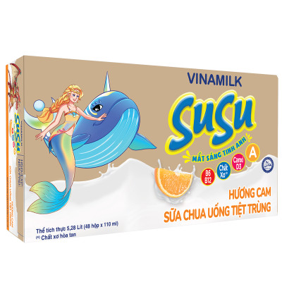 Sữa chua uống hương cam Vinamilk Susu - Thùng 48 hộp 110ml.