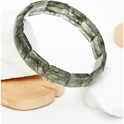 Vòng bản đá thạch anh tóc xanh bản 16x13mm mệnh hỏa, mộc - Ngọc Quý Gemstones