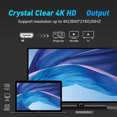 Bộ Chuyển Đổi Hub USB C Hub 8 Trong 1 Type C 3.1 Sang 4K RJ45 Đọc Thẻ SD / TF Cho MacBook Notebook Laptop Máy Tính - Hàng Nhập Khẩu