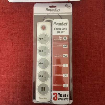 Ổ cắm điện chống giật có 2 cổng usb sạc điện thoại Huntkey SZN 507 - Hàng chính hãng