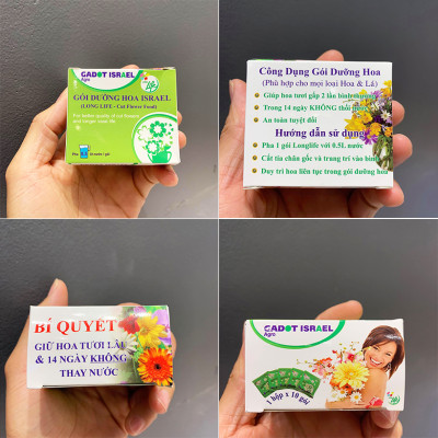 Bột Dưỡng Hoa Hồng Lâu Tàn (Set 10 hộp 1 hộp 10 gói tiết kiệm) giúp hoa luôn tươi mới, cánh hoa hồng cứng cáp gấp 2 lần và trong 14 ngày không thối nước hay cắt tỉa gốc hoa (hiệu Longlife nhập khẩu Israel)