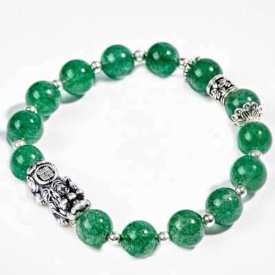 Vòng Thạch Anh Dâu Xanh Phối Tỳ Hưu Bạc (8mm) Ngọc Quý Gemstones