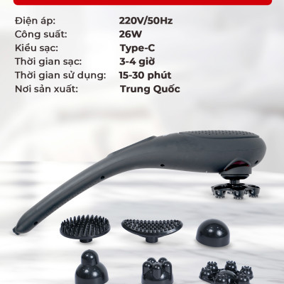 Máy Massage Cầm Tay Buheung Korea MK-301 Với 15 Chế Độ Massage, Pin Tiện Lợi, BH chính hãng 12 tháng