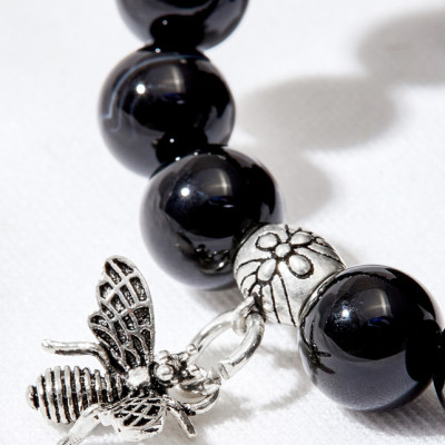 Vòng tay đá thiên thạch phối ong bạc Ngọc Quý Gemstones