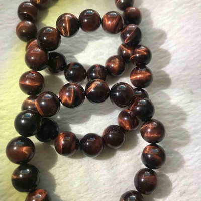 Vòng Đá Tự Nhiên Đá Mắt Hổ Đỏ Nâu 12mm Nam Mệnh Hoả Thổ Kim