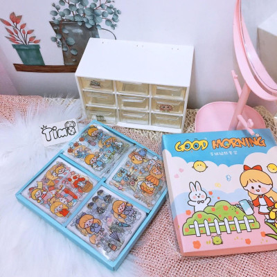 Hình dán sticker cute dán sổ tay decor combo hộp 100 tấm stickers chống nước ST2