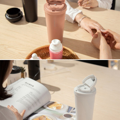 Ly giữ nhiệt LocknLock 550ml màu trắng LHC3249WHT - Hàng chính hãng, mở nắp một chạm, chất liệu thép không gỉ miệng ly rộng - JoyMall