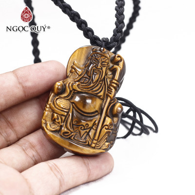 Mặt dây chuyền hình rồng thạch anh mắt hổ 43x28mm mệnh thổ, kim - Ngọc Quý Gemstones