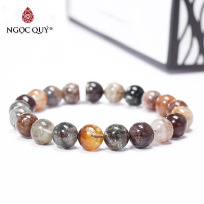 Vòng tay trơn đá thạch anh ưu linh đa sắc size hạt 9mm - Ngọc Quý Gemstones