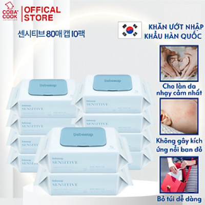 Combo 10 Gói Khăn Ướt Bebesup Sensitive 80 Tờ Hàn Quốc Thương Hiệu Bebesup