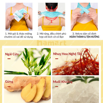 Đai Dán Nóng Chườm Cổ Vai Gáy Hamart Xông Hơi Nhiệt Giảm Đau Thư Giãn Cổ Vai Gáy Hiệu Quả