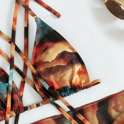 Set Bikini 3 món áo ngực quần tam giác kèm khăn quấn