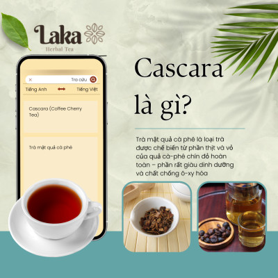 Trà Cà Phê Túi Lọc Cascara LAKA 80 Gr, 100% quả cà phê chín mọng thon dáng đẹp da, Ngừa Lão Hóa Và Ổn Định Đường Huyết
