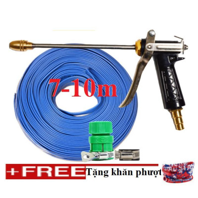 Bộ dây vòi xịt nước rửa xe, tưới cây . tăng áp 3 lần, loại 7m, 10m 206318 đầu đồng,đai,+ tặng khăn phượt